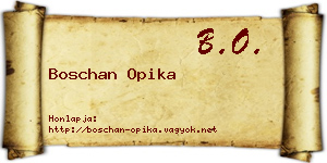 Boschan Opika névjegykártya